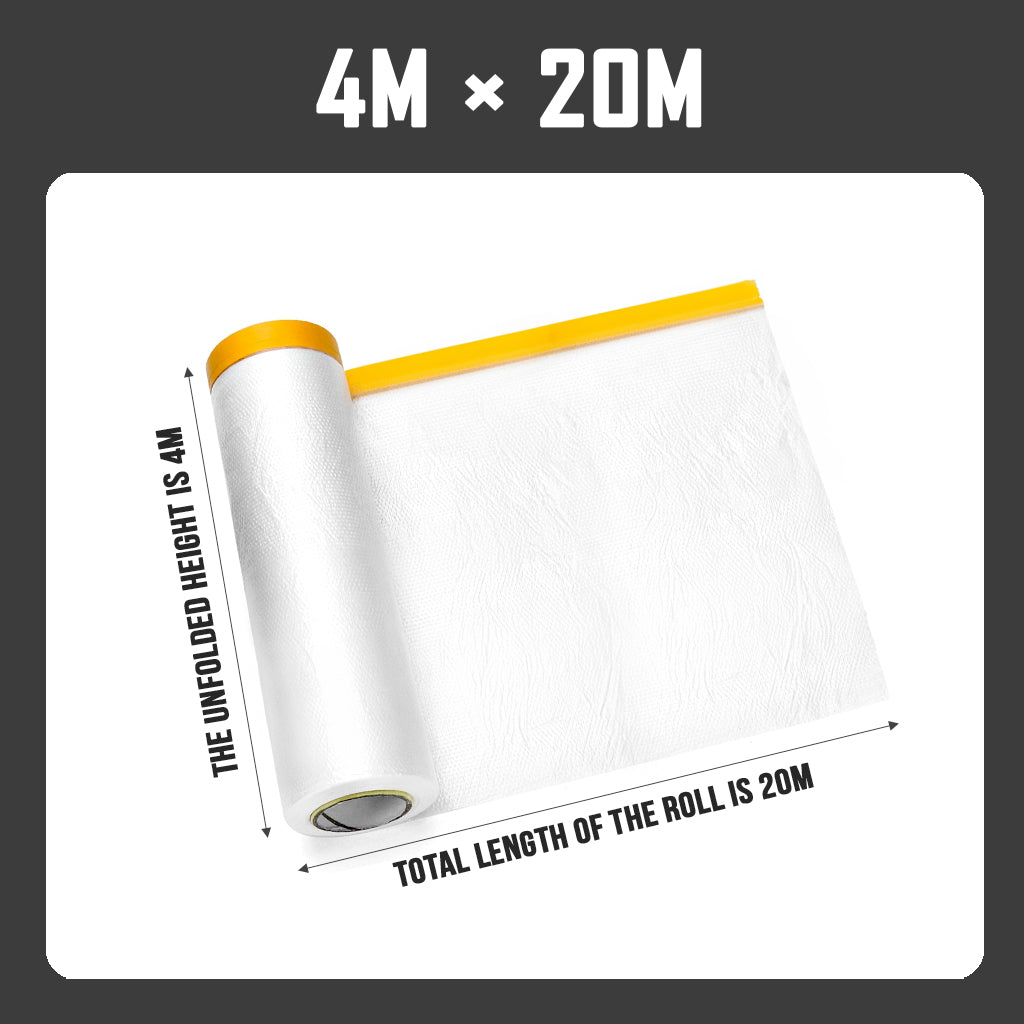 Renovation Painting Pre Taped Plastic Sheet Dust Protective Cover Disposable Dropsheet Dustproof Film 4m 20m