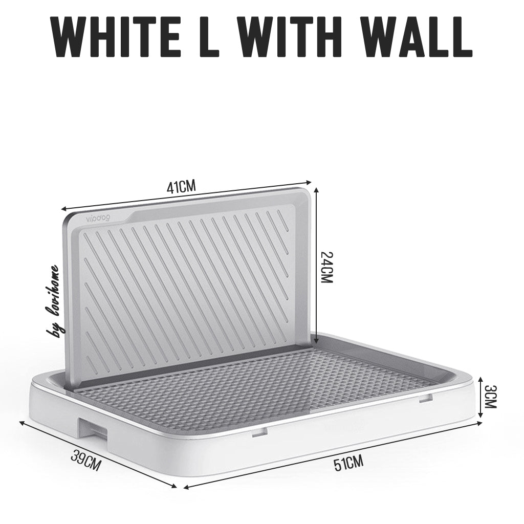 Pet Pee Tray White L with Wall Dog Urinary Training Pads Puppy Litter Pot