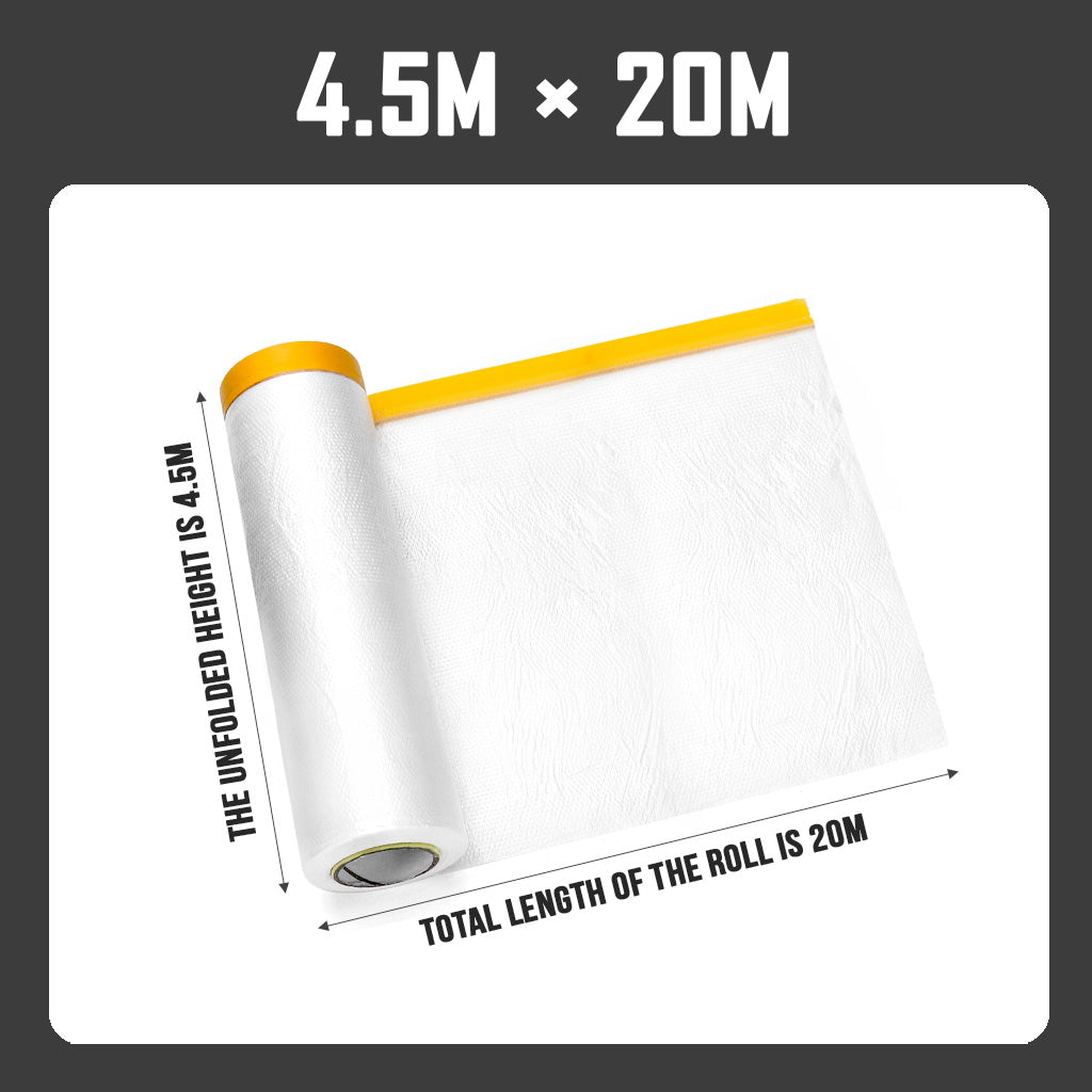 Renovation Painting Pre Taped Plastic Sheet Dust Protective Cover Disposable Dropsheet Dustproof Film 4.5m 20m