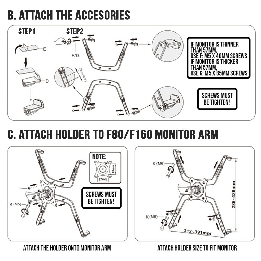 Monitor Mounting Computer Bracket LCD Holder Non Vesa Display Adaptor