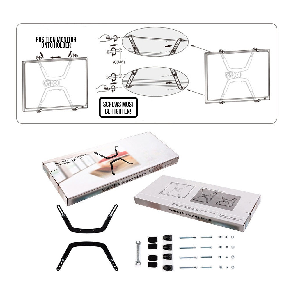 Monitor Mounting Computer Bracket LCD Holder Non Vesa Display Adaptor