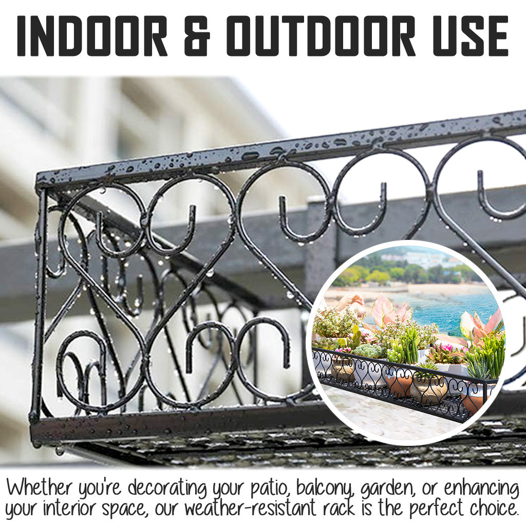 Balcony Plant 60cm Hanging Rack - Corridor Flower Pot White Black