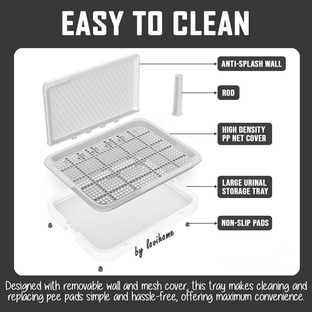 Pet Pee Tray White XL with Rod Pillar Dog Urinary Training Pads Puppy Litter Pot