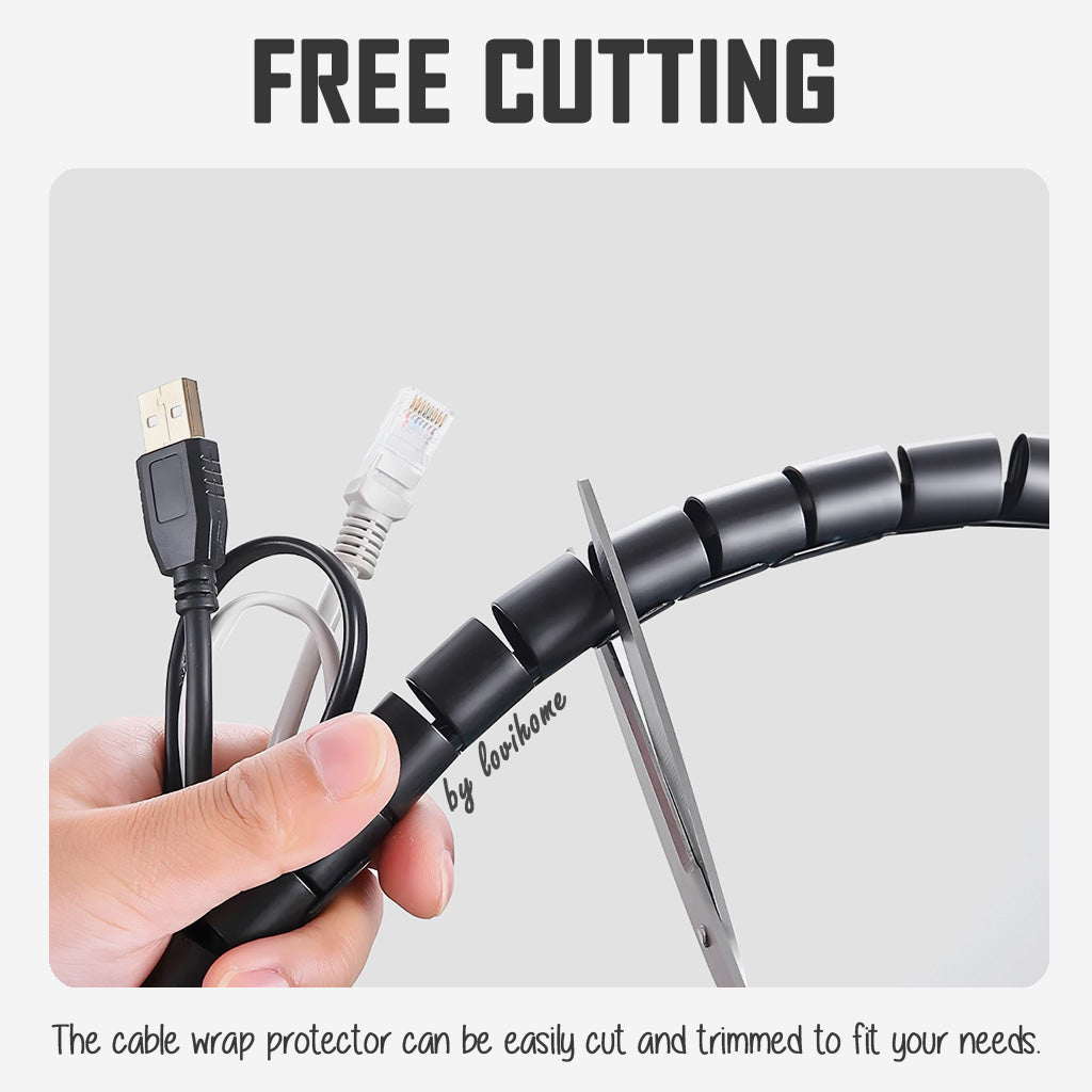 Cable Wrap Tube 10mm Black Cord Protector Management Installer Clip