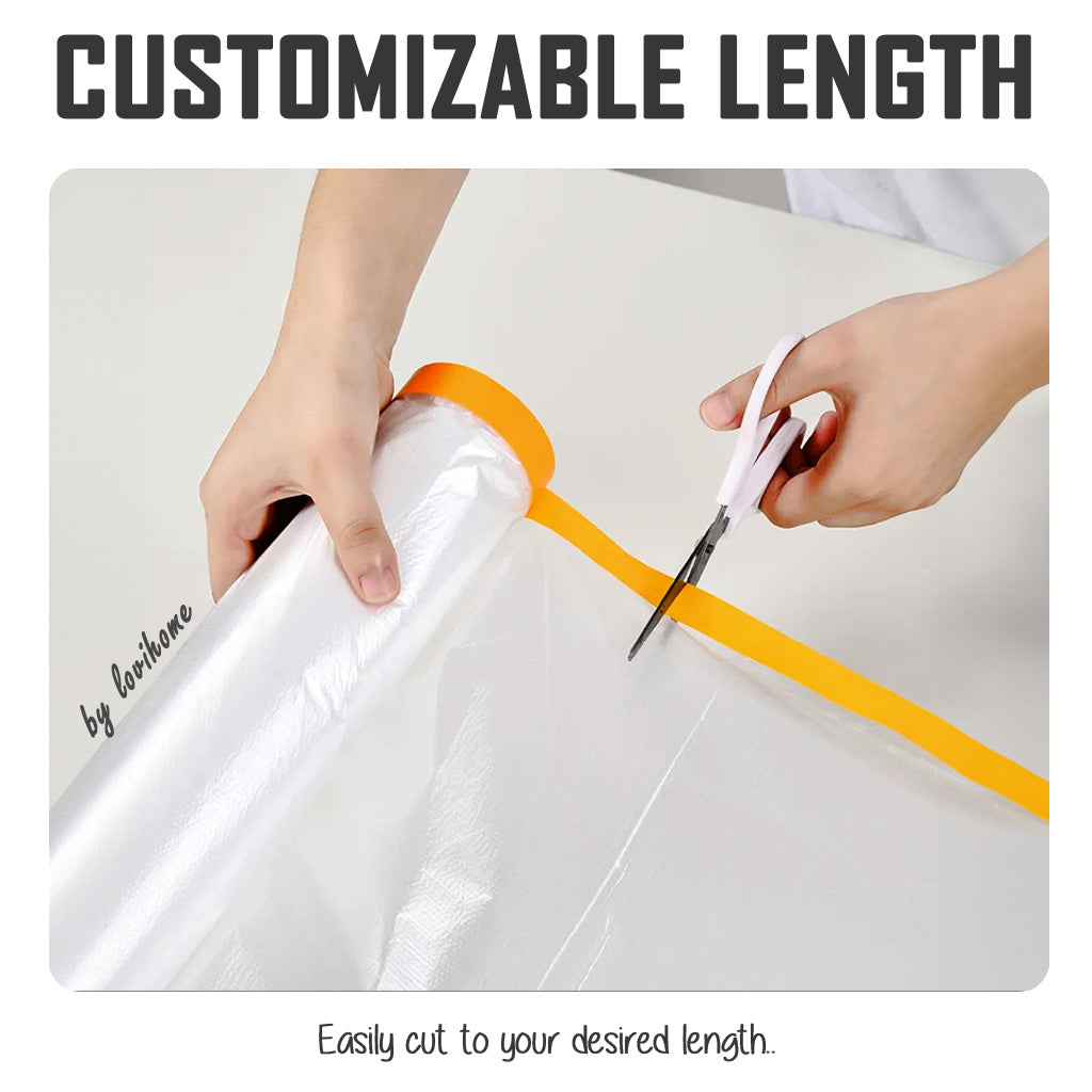 Renovation Painting Pre Taped Plastic Sheet Dust Protective Cover Disposable Dropsheet Dustproof Film 4m 20m