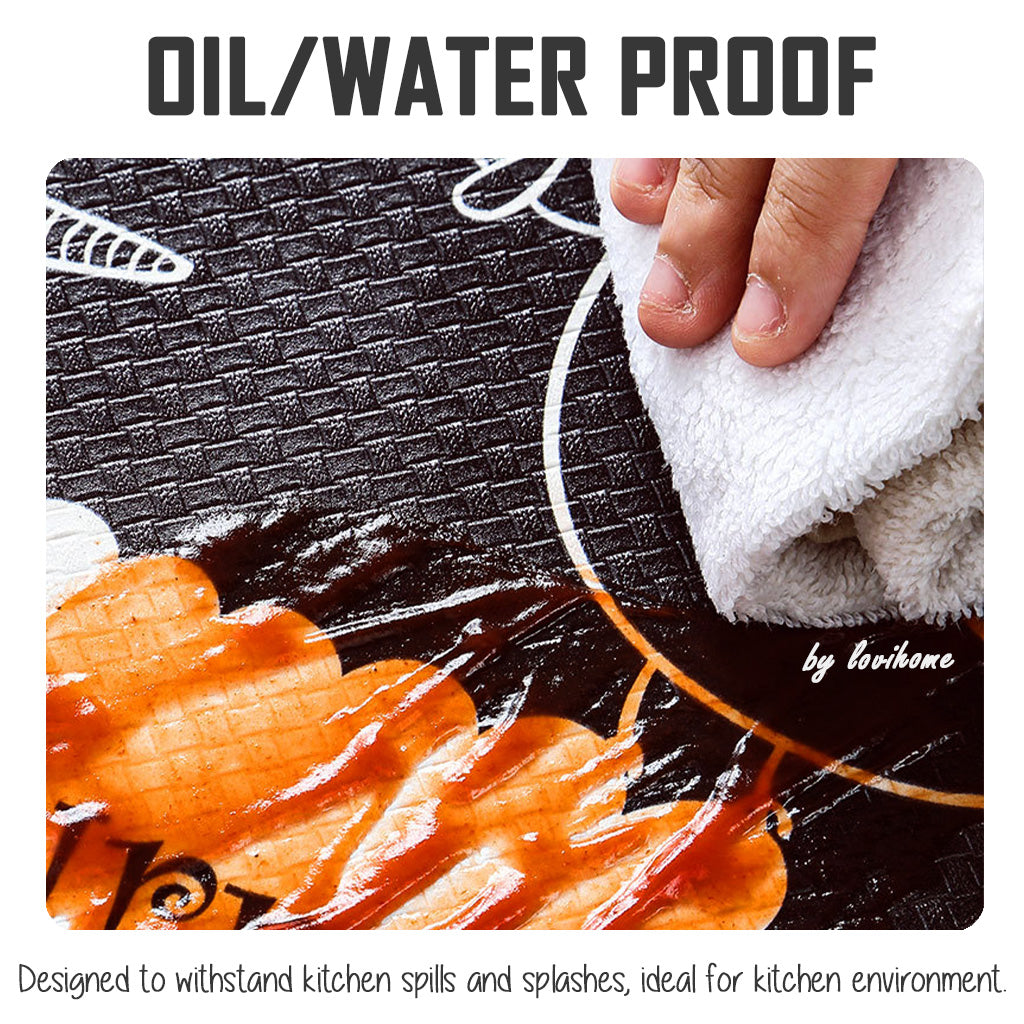 Kitchen PU Leather Blue Elegance 45x75cm 45x150cm Non Slip Floor Mat Oil-proof Scratch Resistant