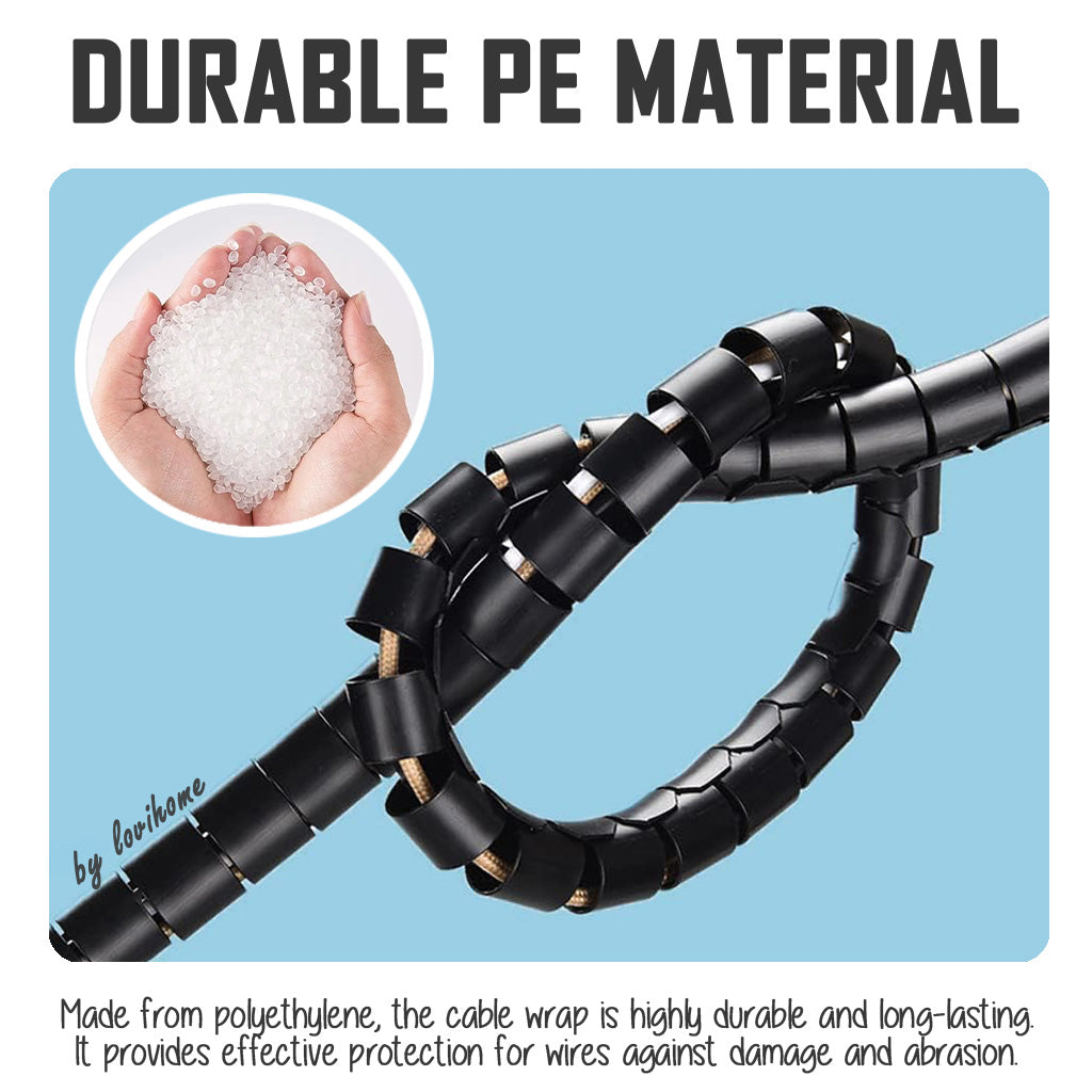 Cable Wrap Tube 28mm Black Cord Protector Management Installer Clip