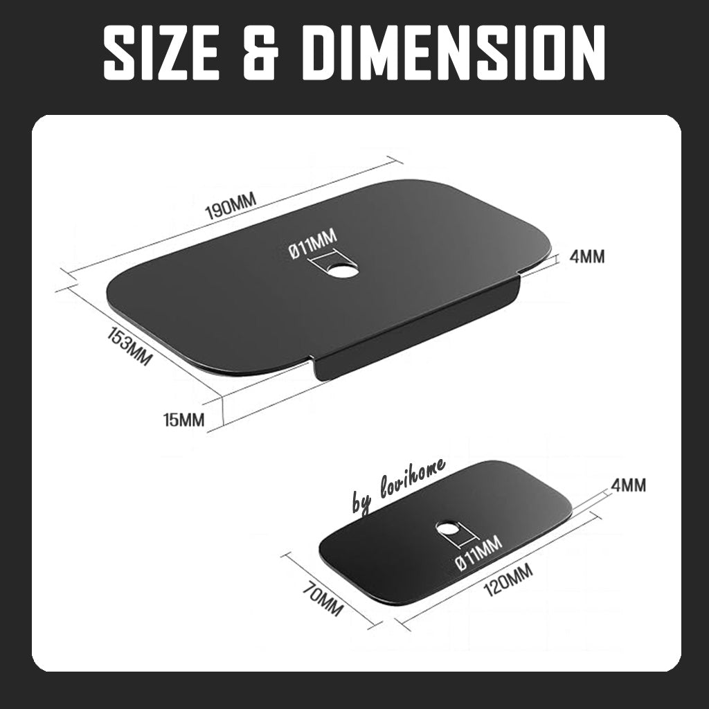 Steel Reinforcement Bracket Mount Plate for Thin, Glass, Wood, Fragile Table Tops, Monitor Stand C-Clamp & Grommet