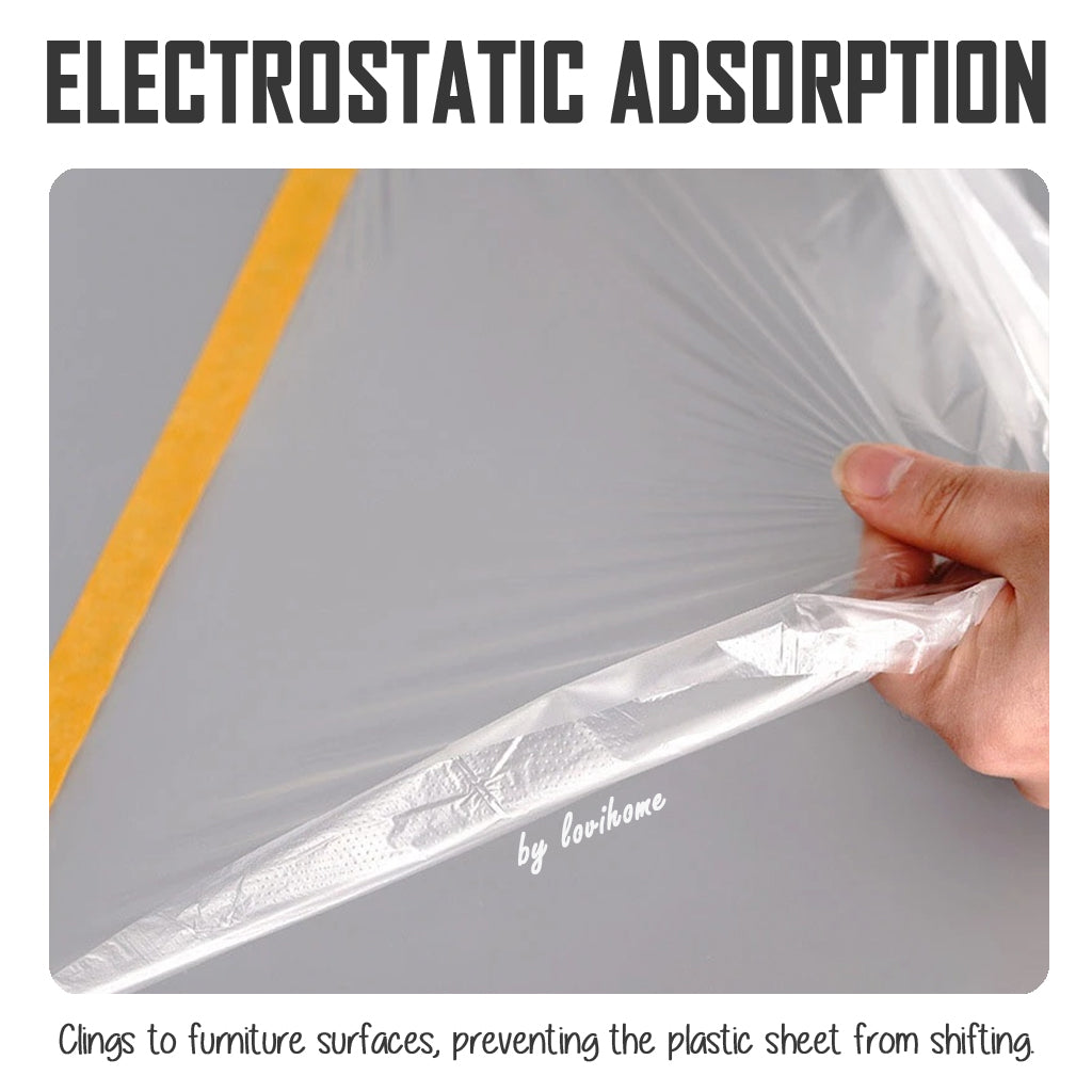 Renovation Painting Pre Taped Plastic Sheet Dust Protective Cover Disposable Dropsheet Dustproof Film 4m 20m
