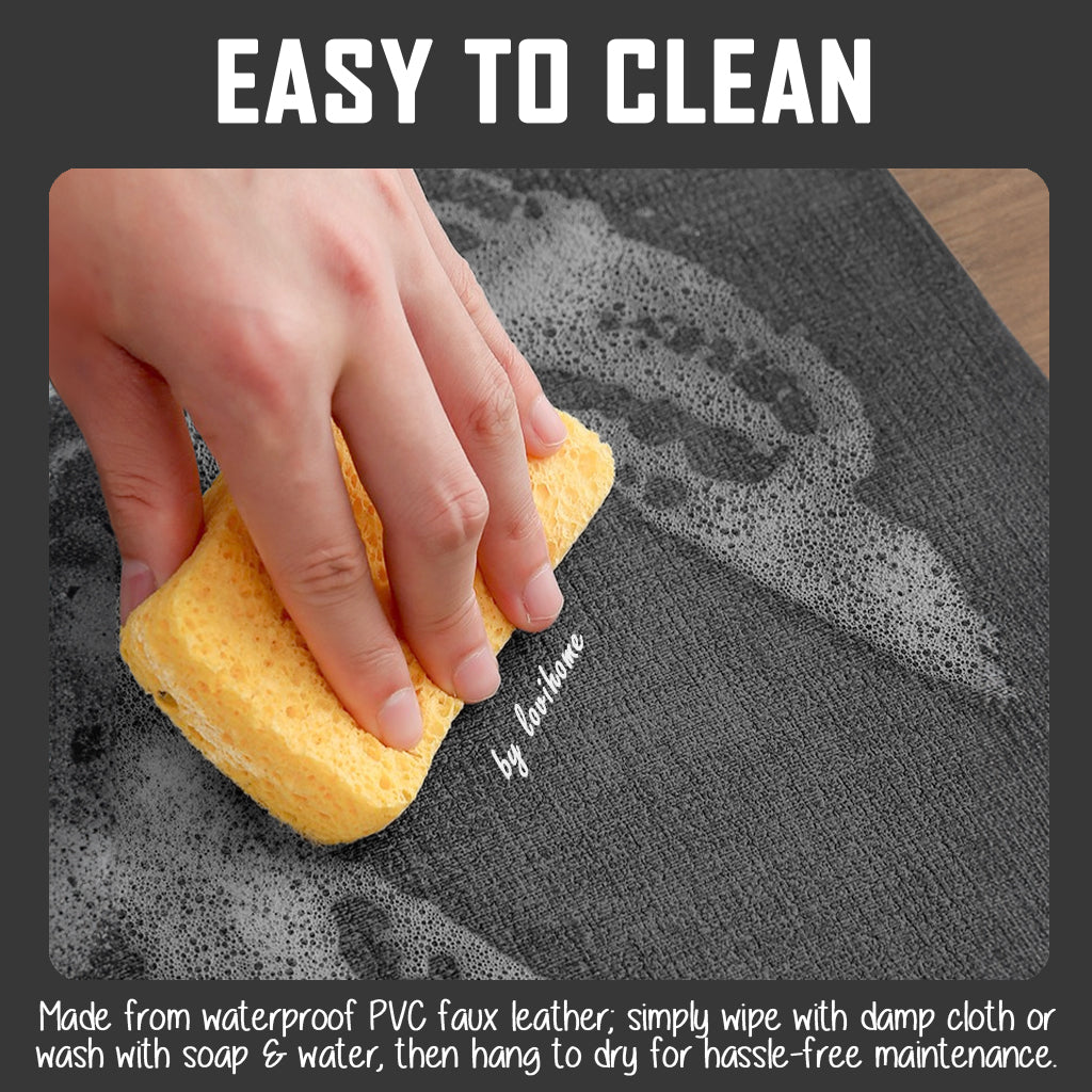 Waterproof Japanese-style Leather Black Beige Placemat Coaster for Dining Table Kitchen Placemat PU Tablemat