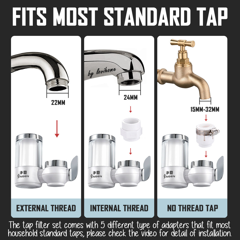 Premium Tap Water Purifier JN-21 Ceramic Filter Nozzle Spray Clean Refill Kitchen Sink Faucet Dispenser Extender