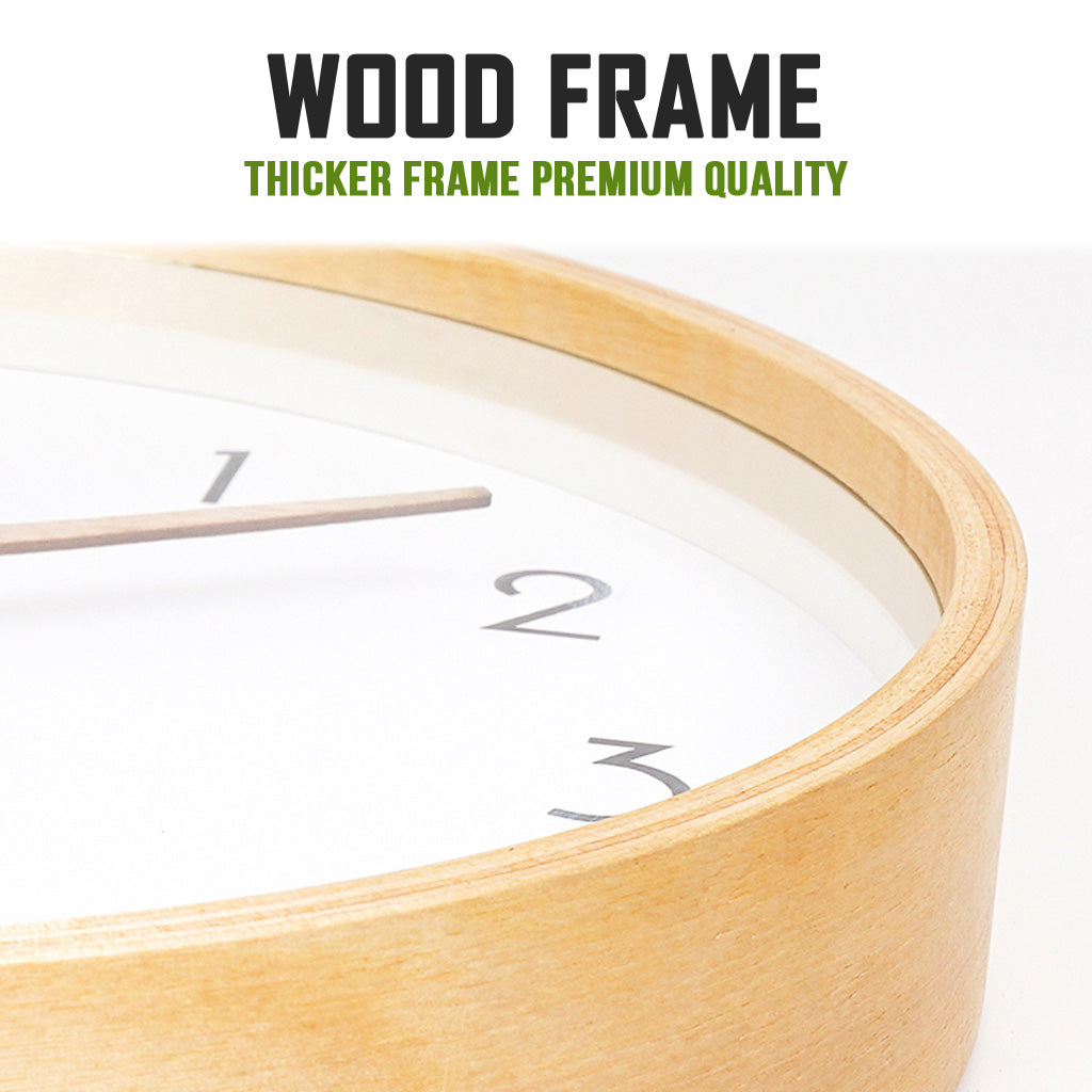 Beech Wood Clock Silent Quartz 30cm Wooden Big Wall For Living Room Minimalist Modern Nordic Home Decor