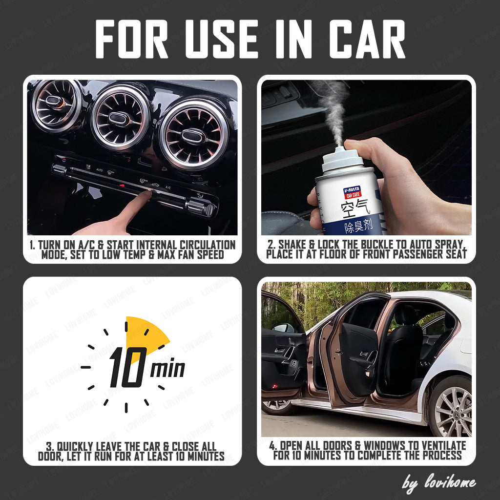 Car Odor Removal Spray 180ml Vanilla Fresh Deodorizer Air Refreshener