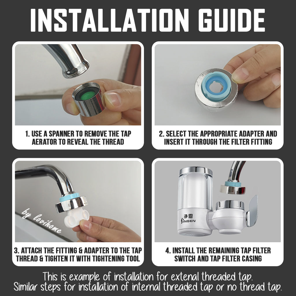 Premium Tap Water Purifier JN-21 Ceramic Filter Nozzle Spray Clean Refill Kitchen Sink Faucet Dispenser Extender