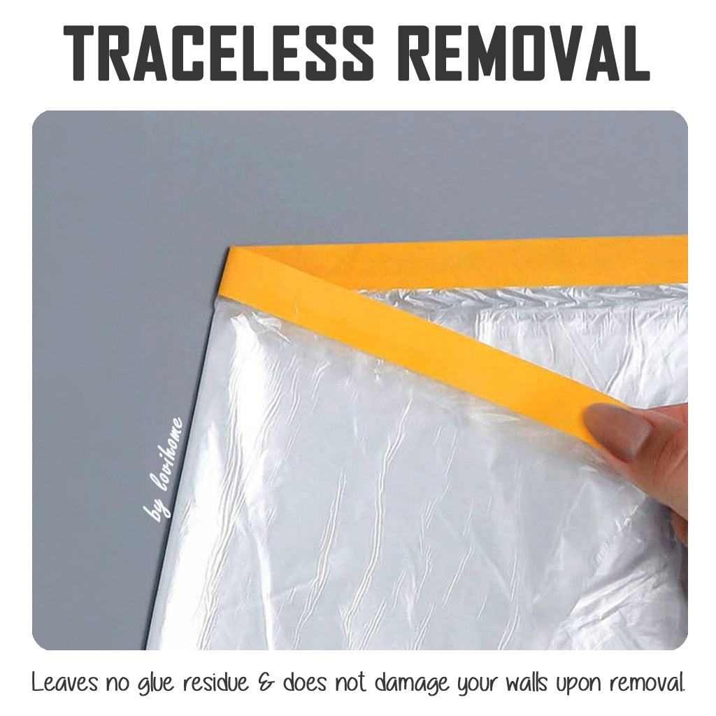 Renovation Painting Pre Taped Plastic Sheet Dust Protective Cover Disposable Dropsheet Dustproof Film 4m 20m