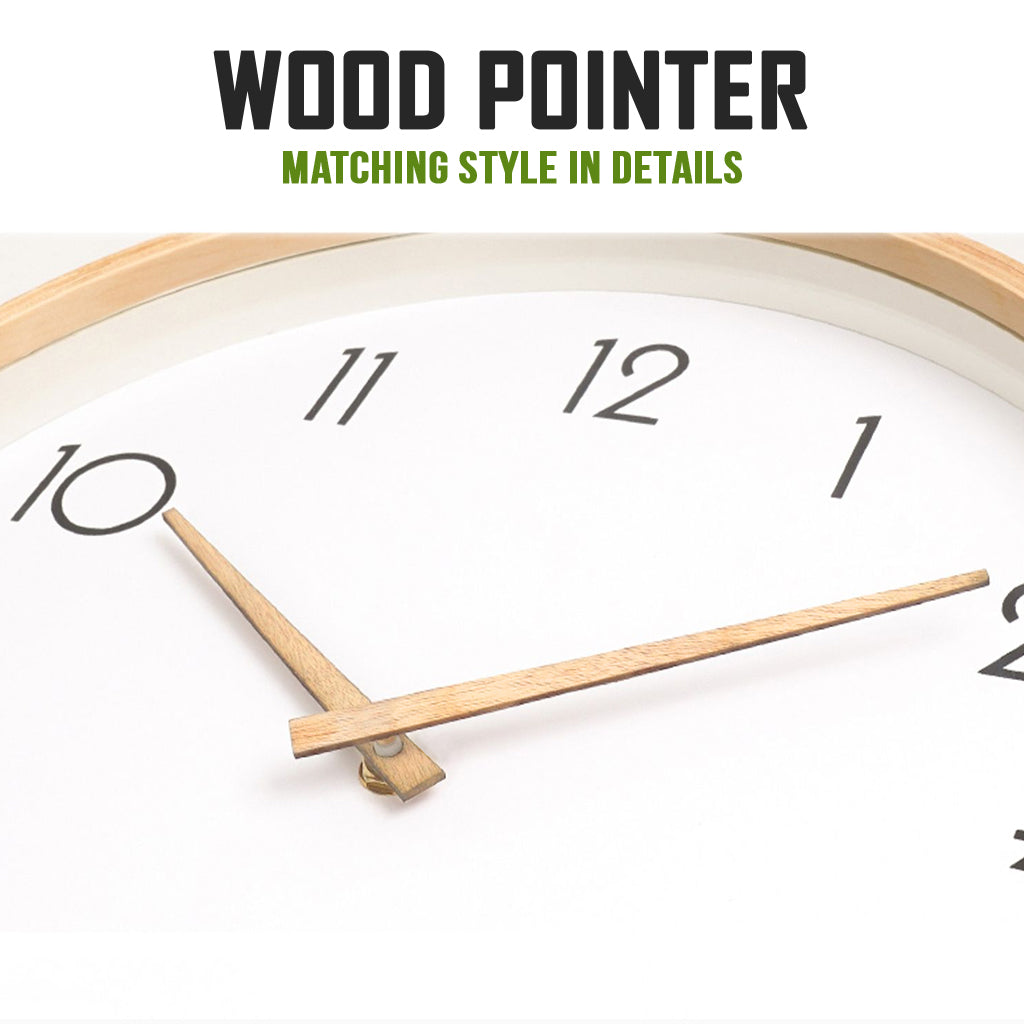 Beech Wood Clock Silent Quartz 30cm Wooden Big Wall For Living Room Minimalist Modern Nordic Home Decor