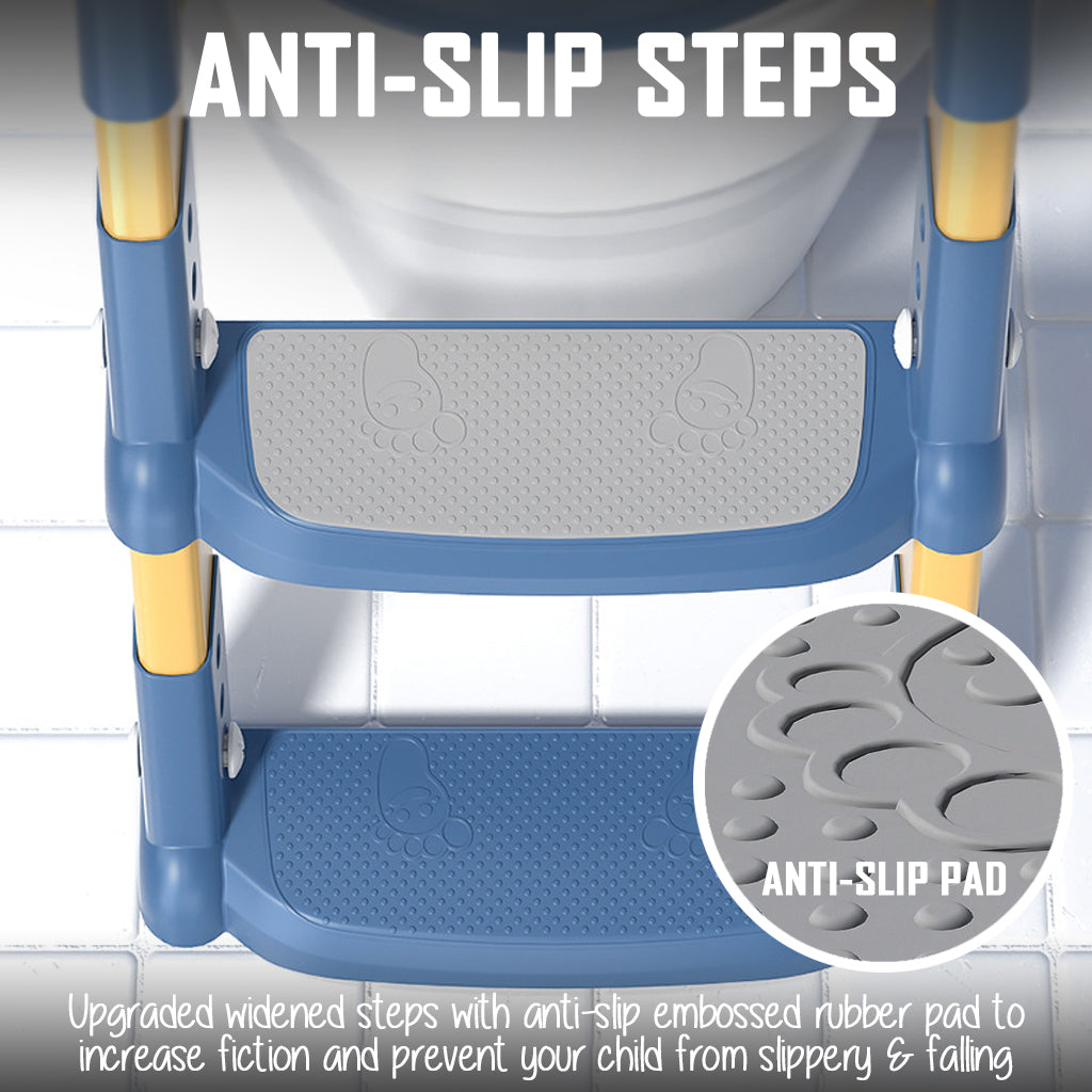 Standard Grey Toddler Potty Training Seat with Adjustable Ladder Non-Slip Step Kids Children Baby Toilet Bowl Seat Cover Stool