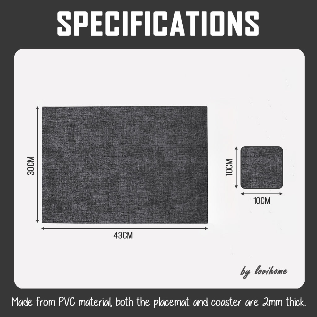 Waterproof Japanese-style Leather Black Beige Placemat Coaster for Dining Table Kitchen Placemat PU Tablemat