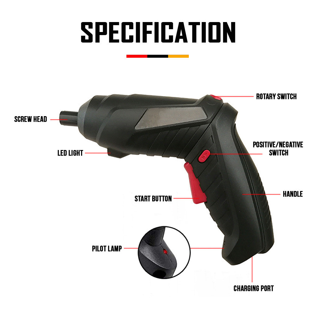 Premium Black Electric Screwdriver Drill Set USB 3.6V Mini Power Screw Driver Tools Home Tool Kit Box 电钻