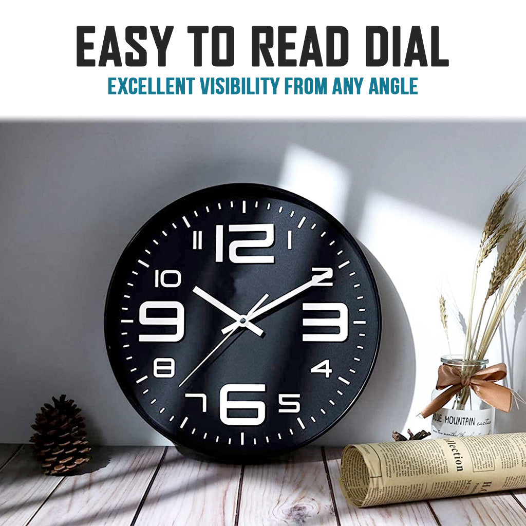 Black Simple 30.cm Standard Minimalist Clock Silent Quartz For Living Room Kitchen Big Wooden Nordic Home Decor