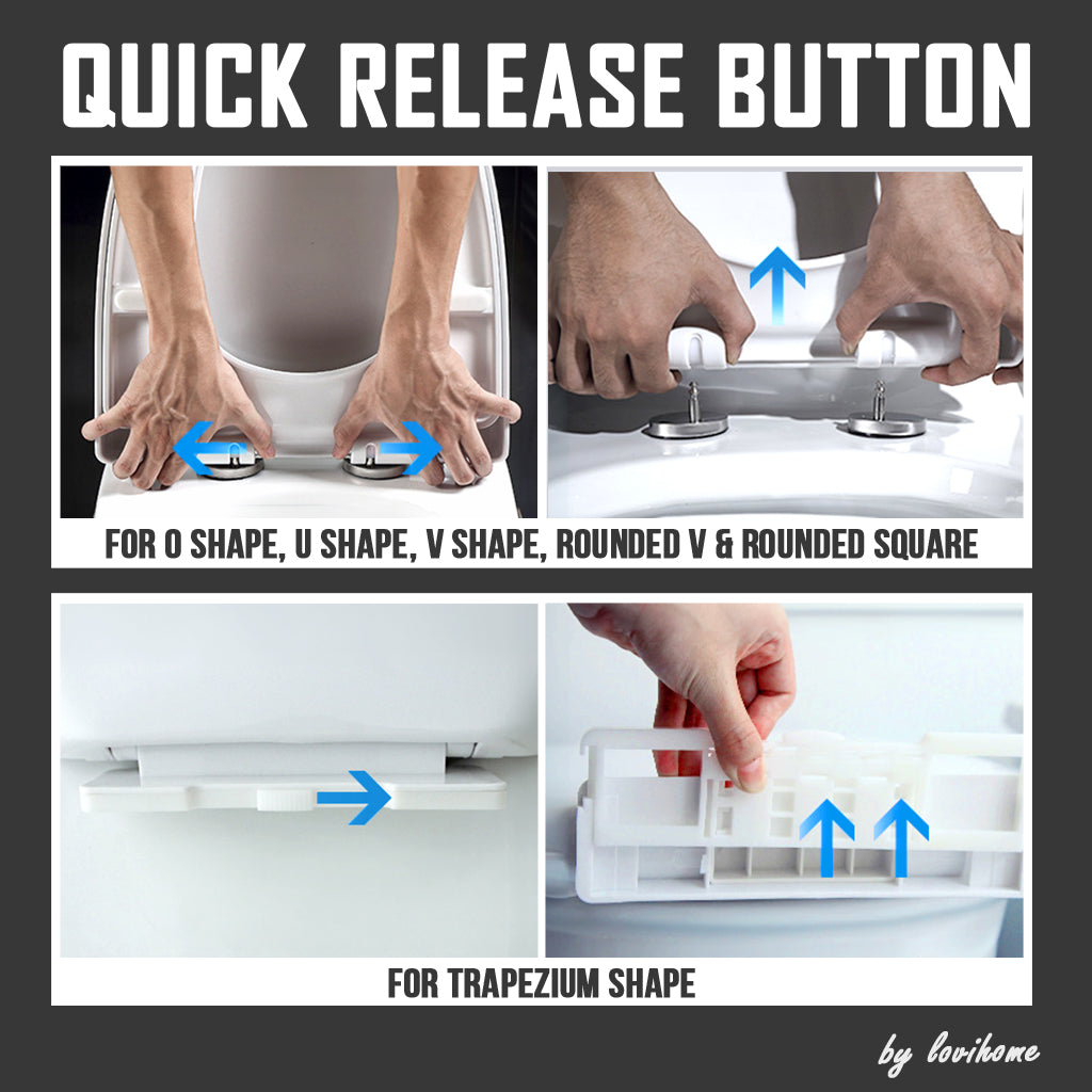 Anti-Slam Soft Closing V-Shape Toilet Bowl Quick Release Toilet Seat Cover