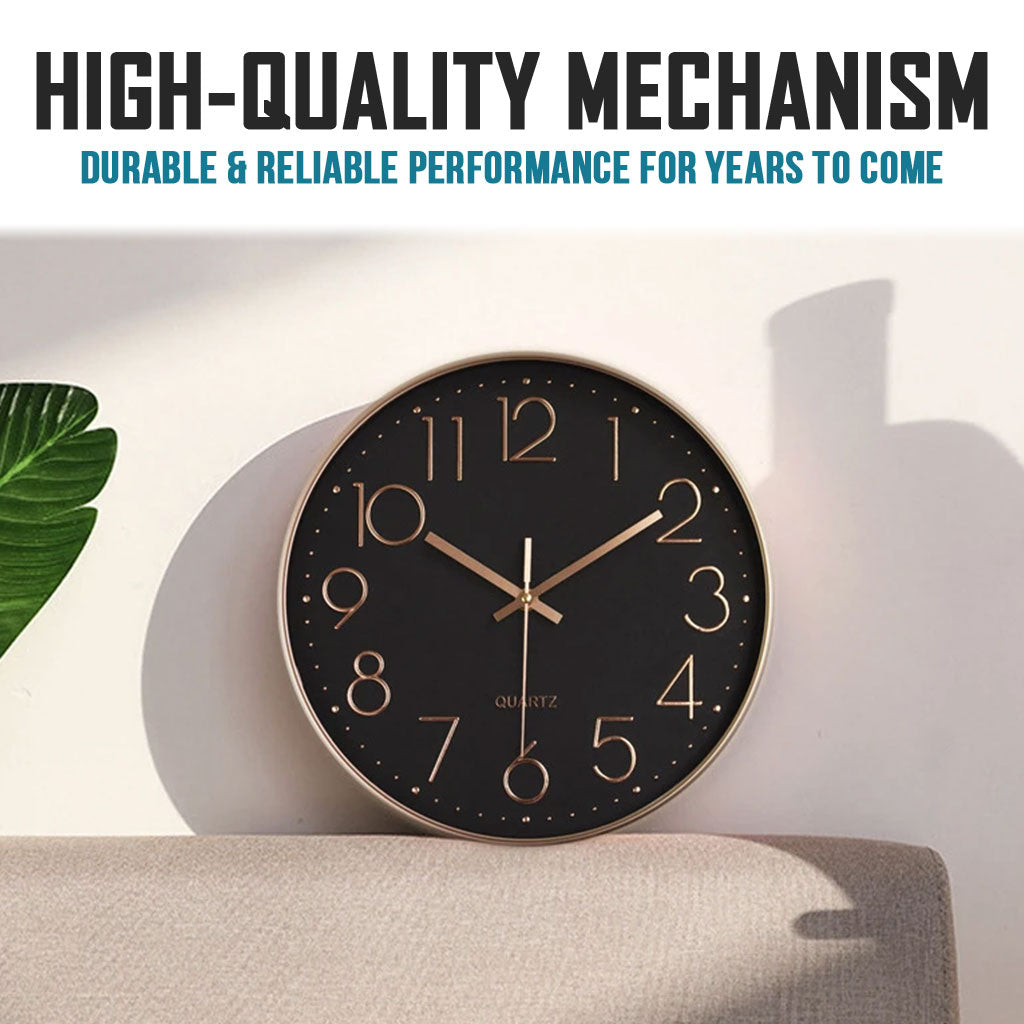 Black Simple 30.cm Standard Minimalist Clock Silent Quartz For Living Room Kitchen Big Wooden Nordic Home Decor