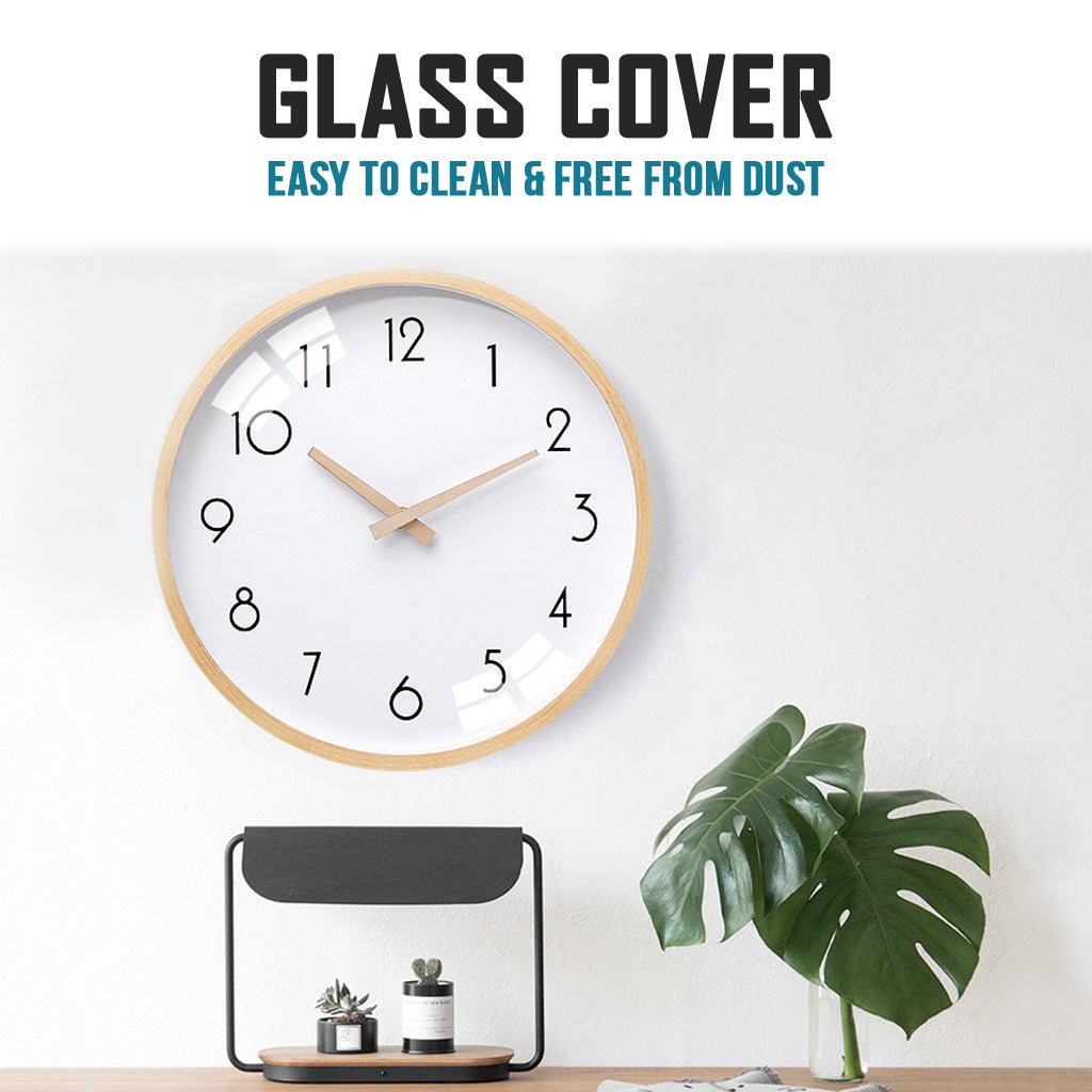Black Simple 30.cm Standard Minimalist Clock Silent Quartz For Living Room Kitchen Big Wooden Nordic Home Decor