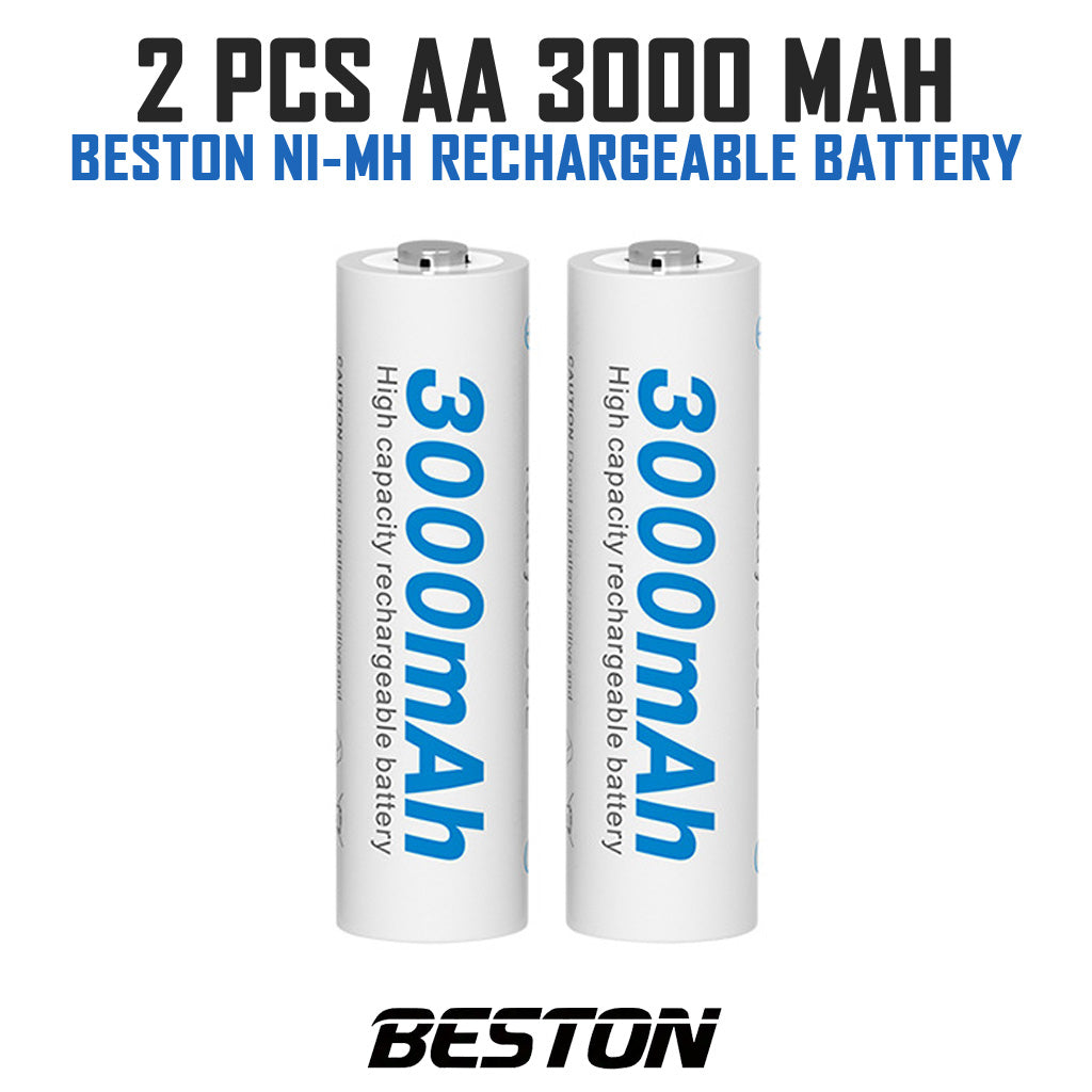 Beston AA 3000 mAH Rechargeable Battery Pack Ni-MH LED Double A Batteries
