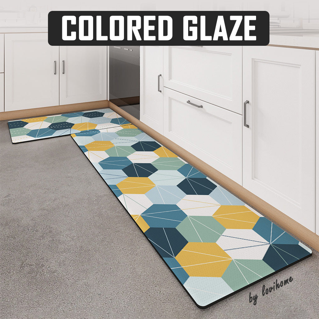 Kitchen PU Leather Colored Glaze 45x150cm Non Slip Floor Mat Oil-proof Scratch Resistant