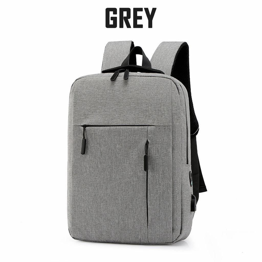 Laptop Backpack Grey 15.6 Inch with USB Port Men Woman Business Work Travel Bags Canvas Shoulder Bag