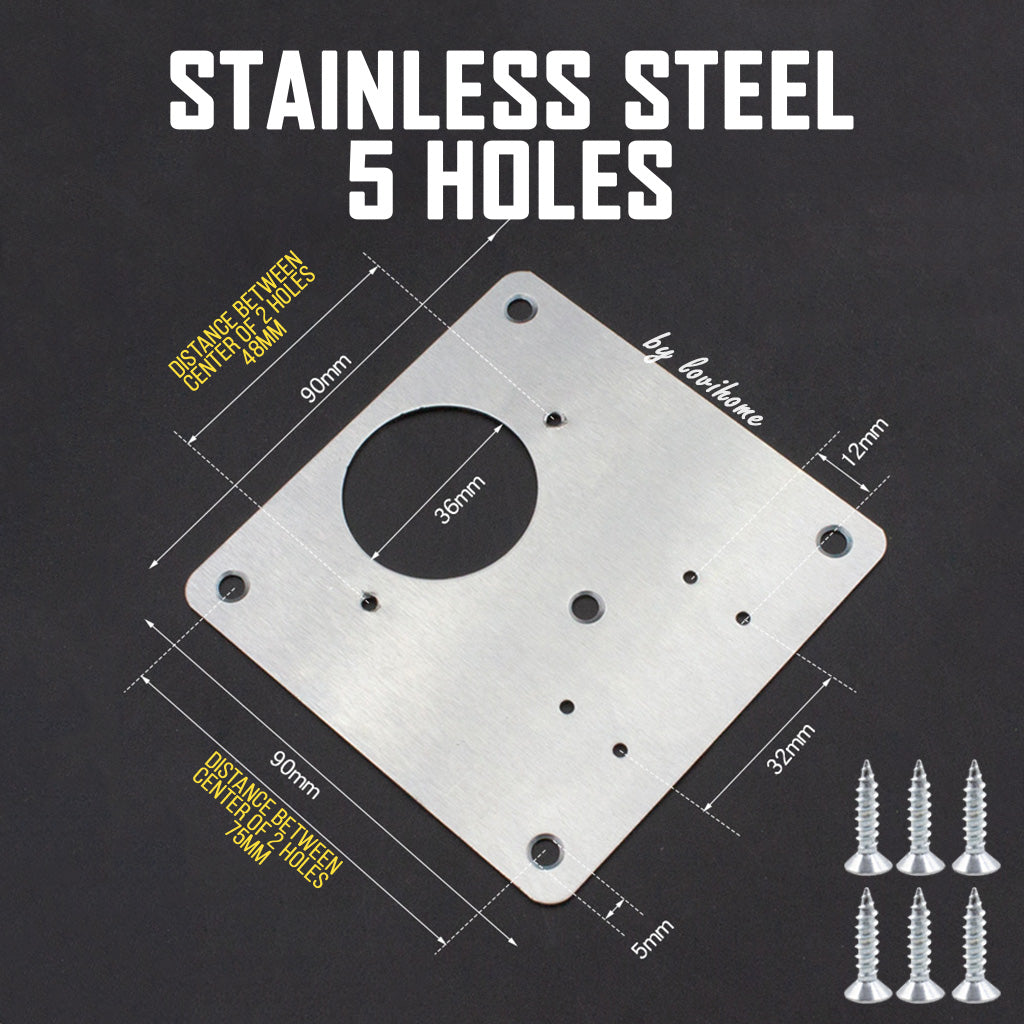Stainless Steel Cabinet Door Hinge Repair Plate 5 Holes 2pcs