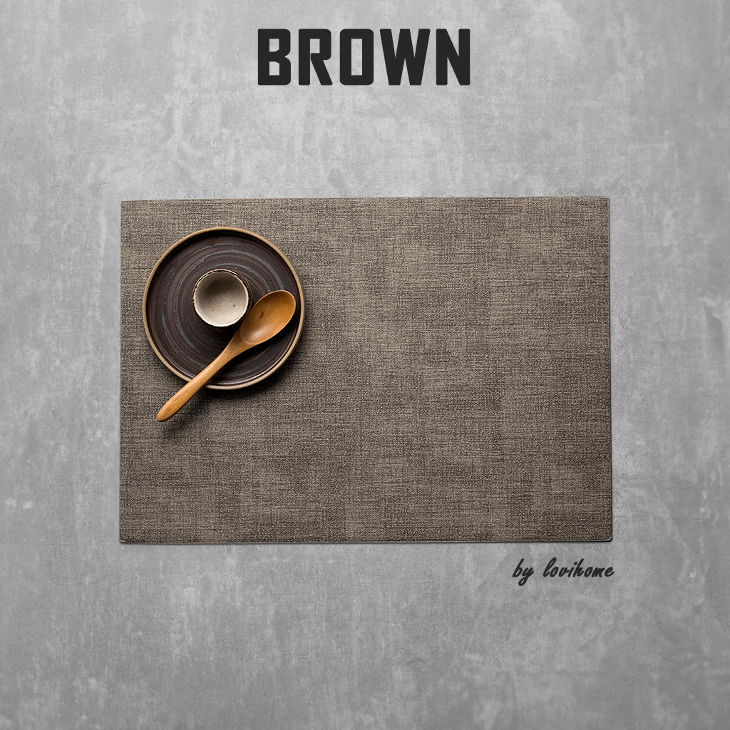 Waterproof Japanese-style Leather Brown Placemat Coaster for Dining Table Kitchen Placemat PU Tablemat