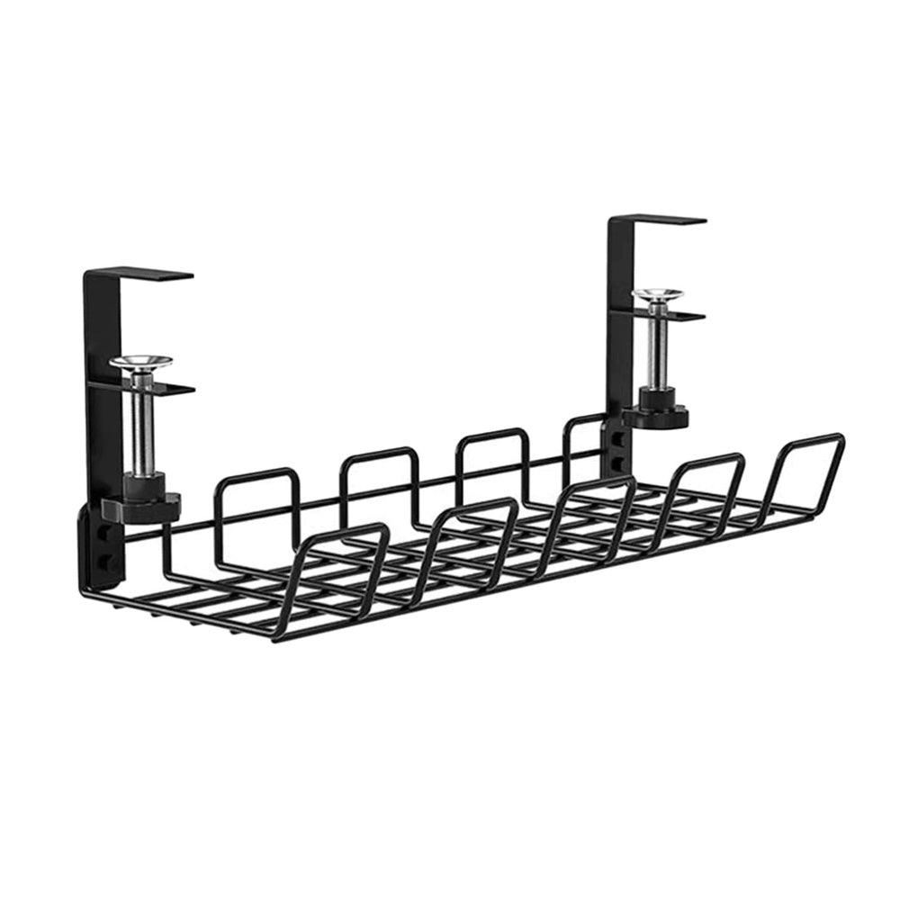 Under Desk Cable Organizer Black 38cm Home Office Table Organiser Wire Plug Cord Management Rack Storage Holder Tray