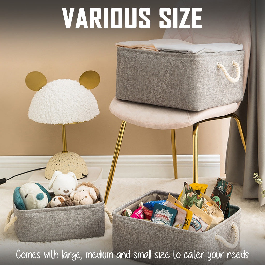 SG Foldable Linen Storage Bag Small Grey - Non Woven Organiser Basket Toys Laundry Wardrobe Organizer Box