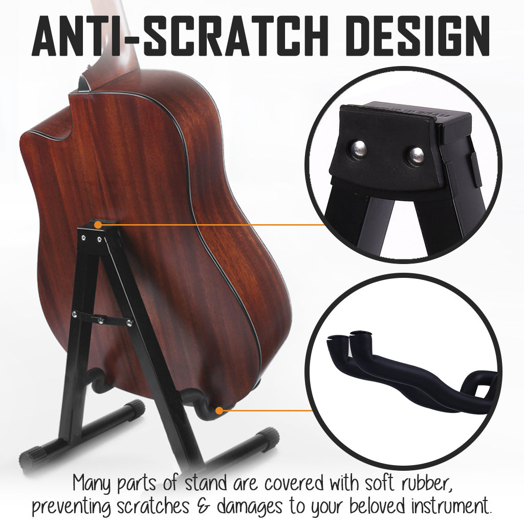 Foldable Acoustic Electric Guitar Stand Bass Violin Rack Holder Music Instrument Display Capo Pick Accessories