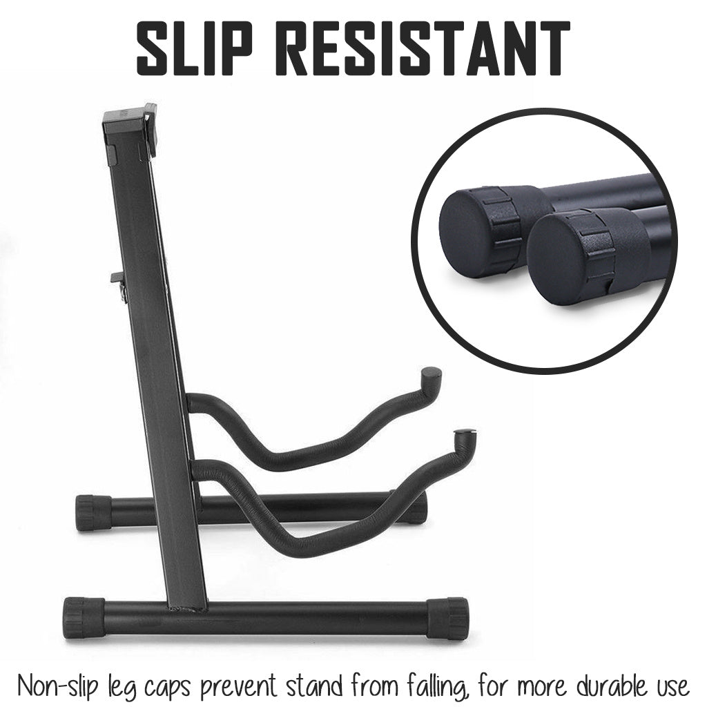Foldable Acoustic Electric Guitar Stand Bass Violin Rack Holder Music Instrument Display Capo Pick Accessories