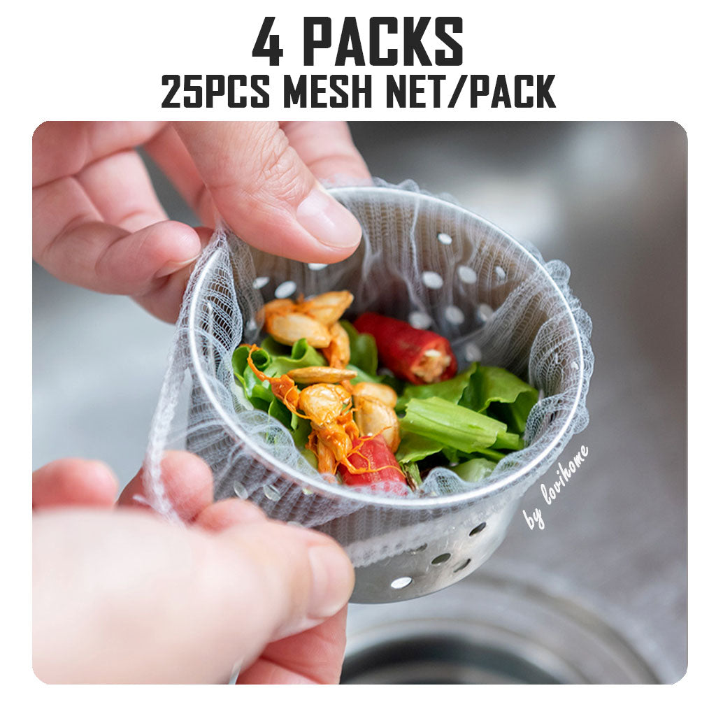 Disposable Sink Filter 25pcs Pack Drainage Mesh Net Kitchen Sink Strainer