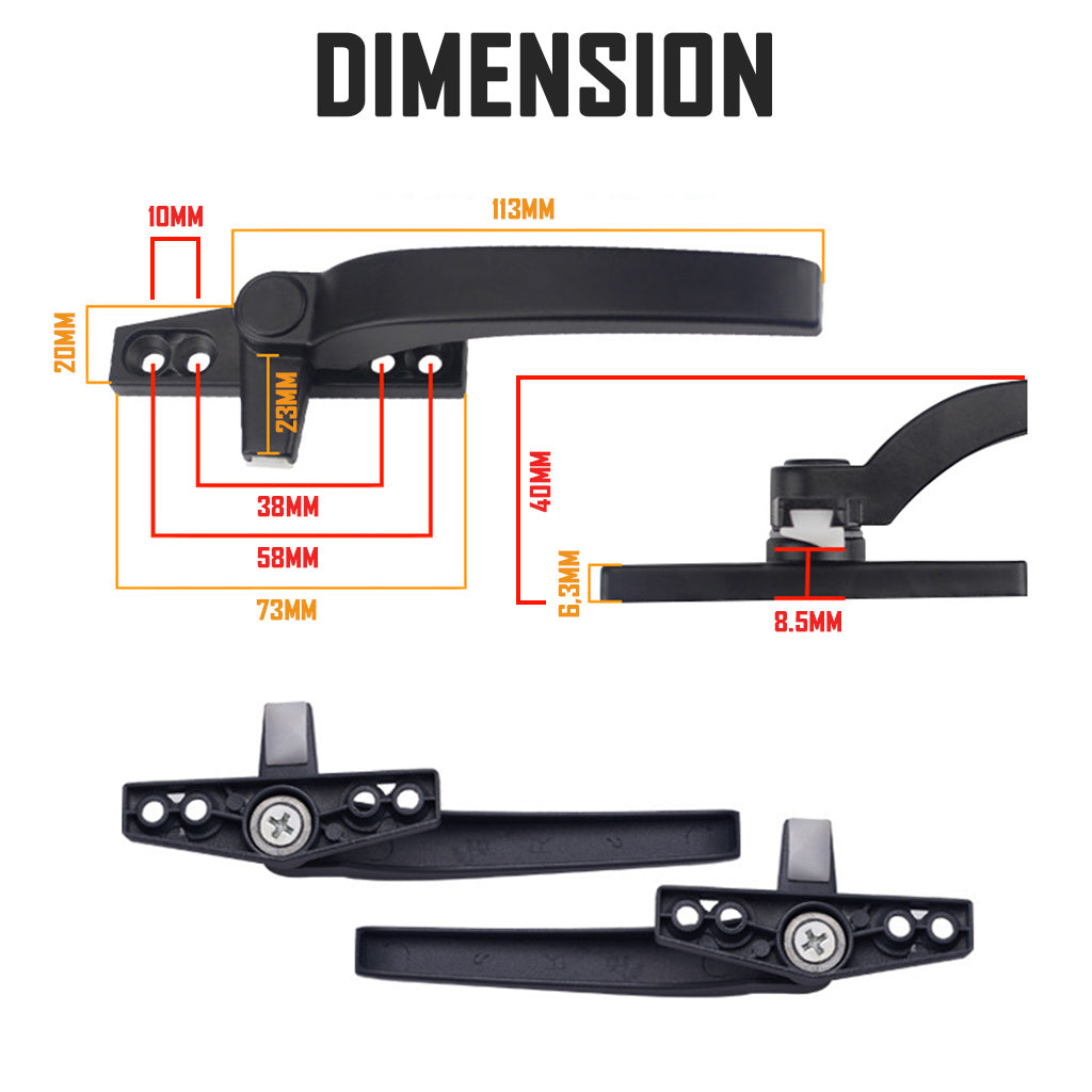 HDB Window Locking 7 Right Handle - Aluminium Casement Lever Replacement Home DIY