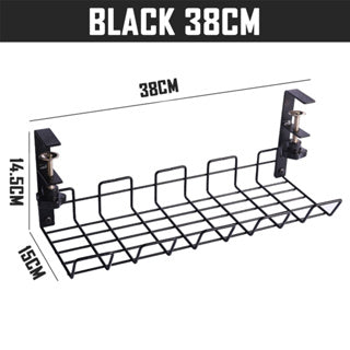 Under Desk Cable Organizer Black 38cm Home Office Table Organiser Wire Plug Cord Management Rack Storage Holder Tray