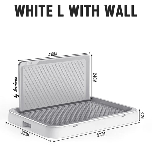 Pet Pee Tray White L with Wall Dog Urinary Training Pads Puppy Litter Pot