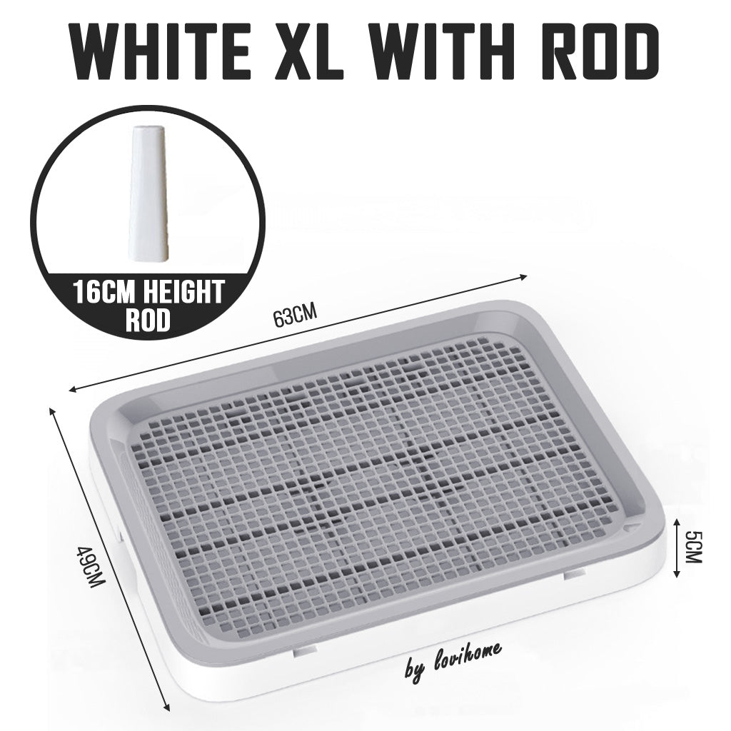 Pet Pee Tray White XL with Rod Pillar Dog Urinary Training Pads Puppy Litter Pot