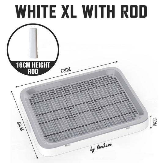 Pet Pee Tray White XL with Rod Pillar Dog Urinary Training Pads Puppy Litter Pot