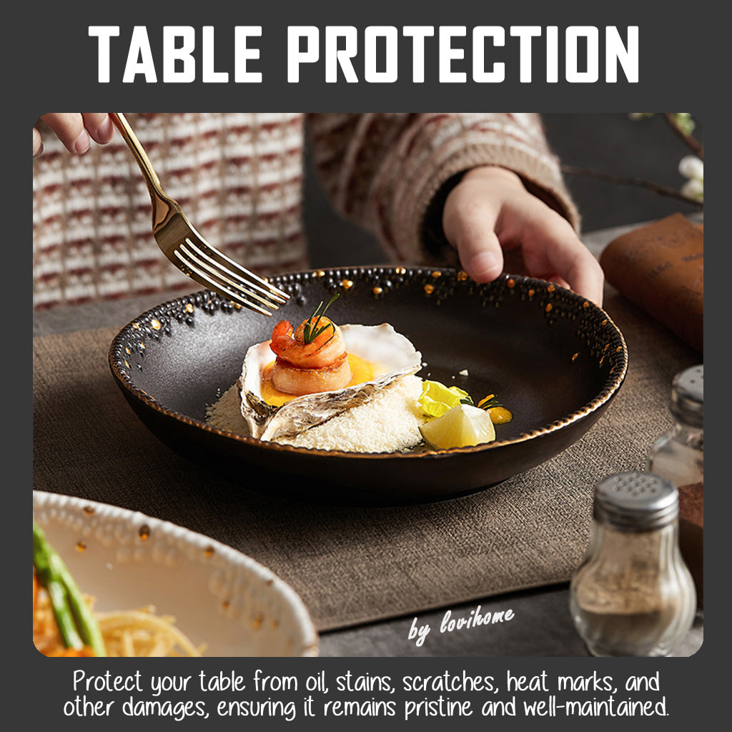 Waterproof Japanese-style Leather Dark Gray Placemat Coaster for Dining Table Kitchen Placemat PU Tablemat