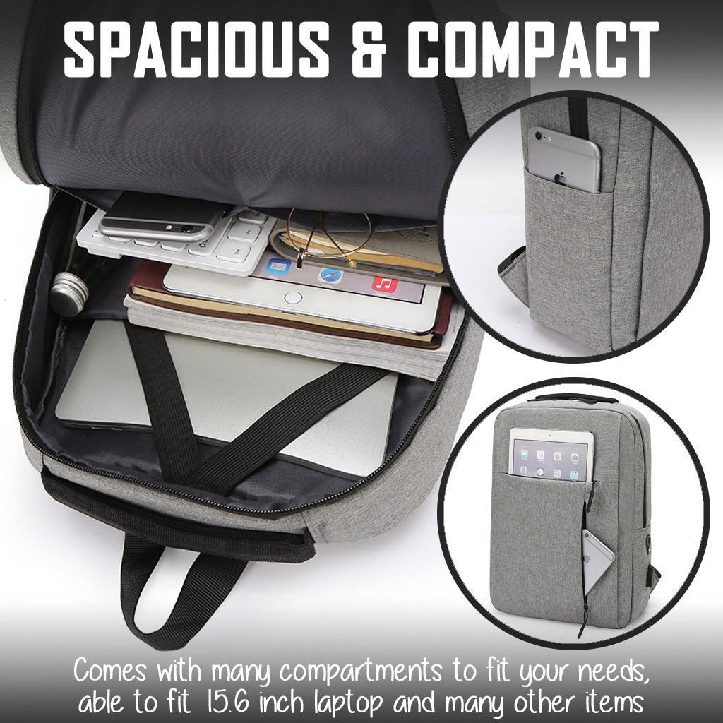 Laptop Backpack Black 15.6 Inch with USB Port Men Woman Business Work Travel Bags Canvas Shoulder Bag