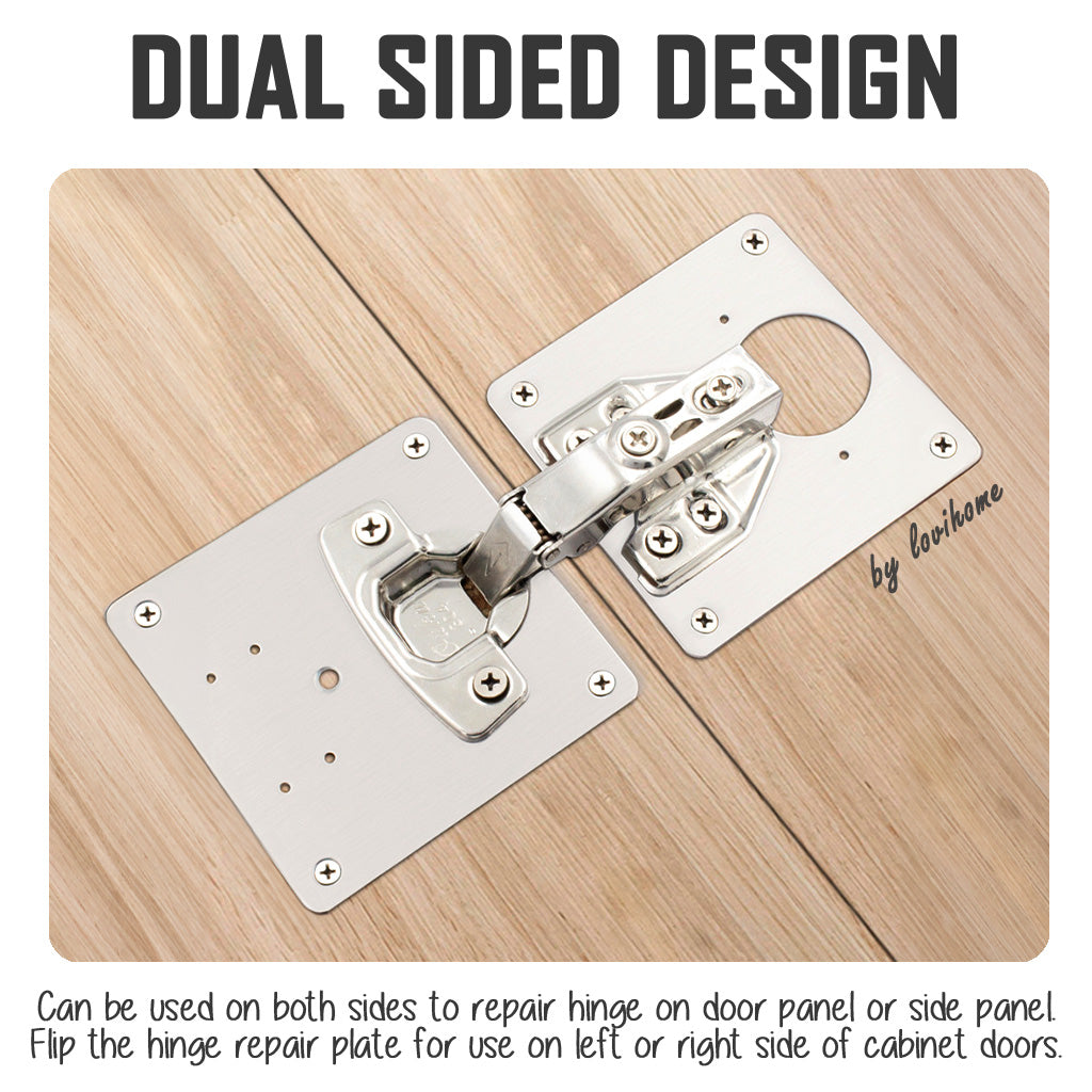 Stainless Steel Cabinet Door Hinge Repair Plate B Piece Small Hole 2pcs
