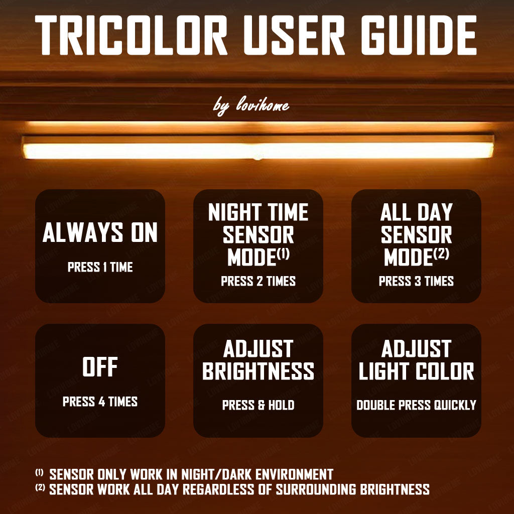 LED Tricolor 21cm Motion Sensor Light