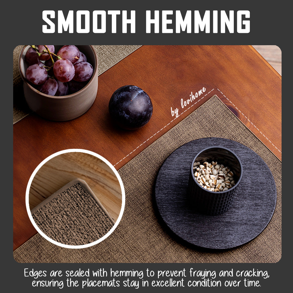 Waterproof Japanese-style Leather Dark Gray Placemat Coaster for Dining Table Kitchen Placemat PU Tablemat