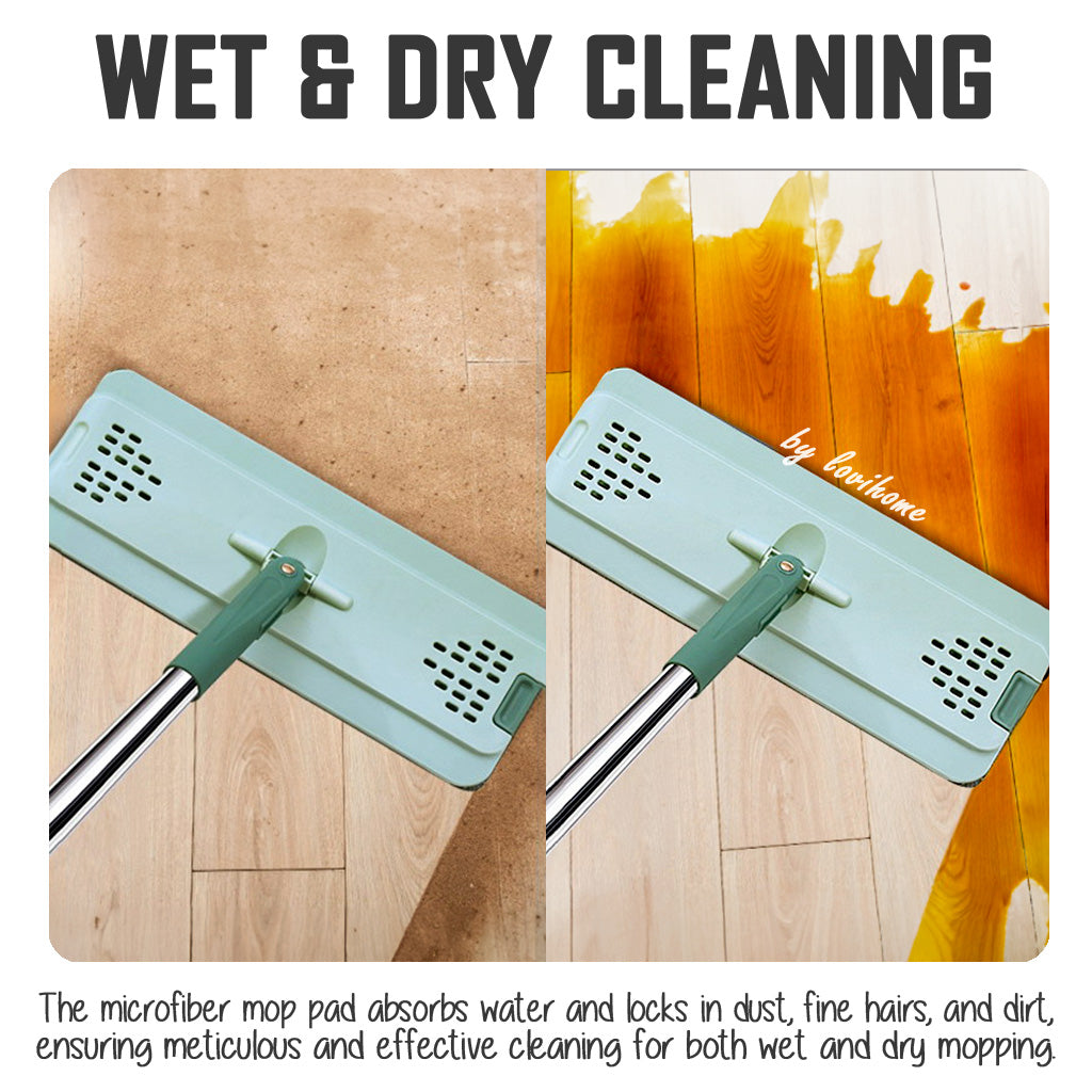 Compact Hands Free Flat Green Mop Bucket Removable Lid Refill