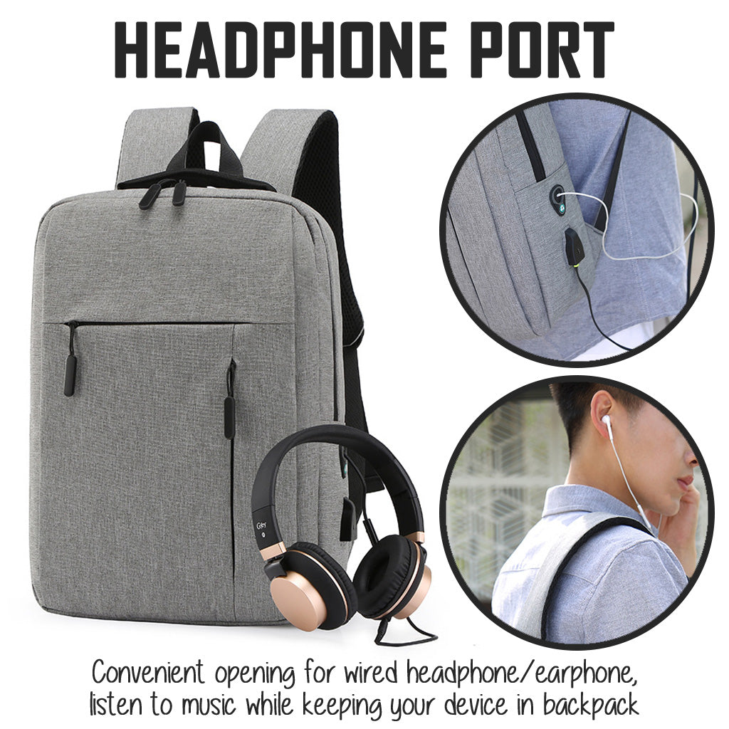 Laptop Backpack Black 15.6 Inch with USB Port Men Woman Business Work Travel Bags Canvas Shoulder Bag