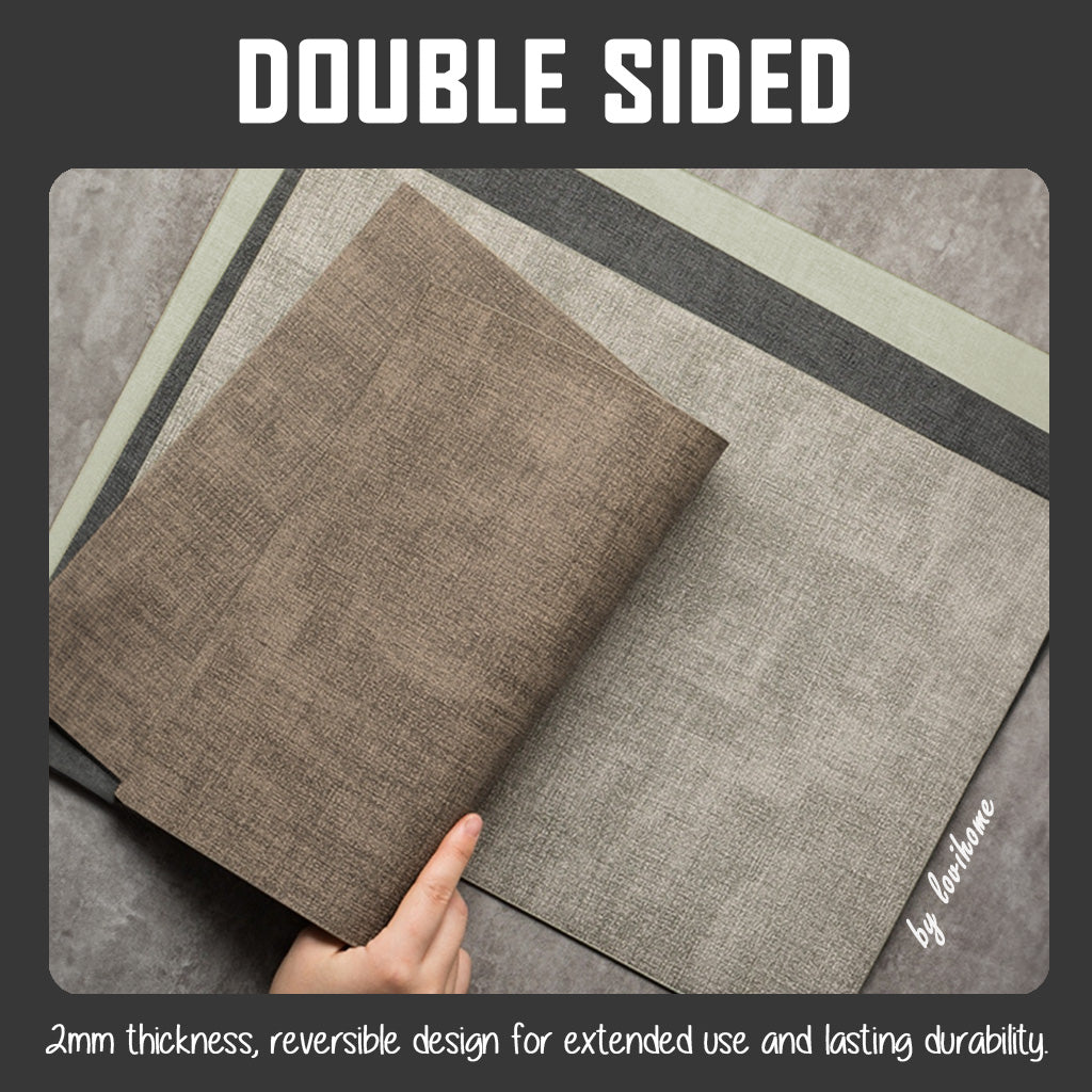 Waterproof Japanese-style Leather Dark Gray Placemat Coaster for Dining Table Kitchen Placemat PU Tablemat
